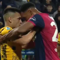 Tenso cruce entre Yerry Mina y Lautaro Martínez