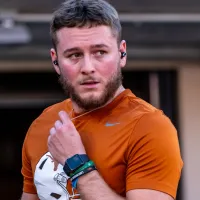 Sun Devils HC Kenny Dillingham makes a lighthearted joke with Longhorns' Quinn Ewers as main subject