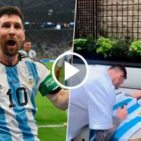 VIDEO | Messi firmó una camiseta de Argentina y le agregó la tercera estrella a mano