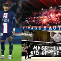 Ultras del PSG dedican pancartas a Messi y Neymar