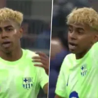 El fastidio de Lamine Yamal con Dani Olmo por el gol de Lautaro Martínez en el Inter vs. Barcelona