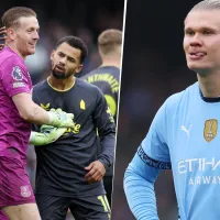 Jordan Pickford le atajó un penal a Erling Haaland como Dibu Martínez