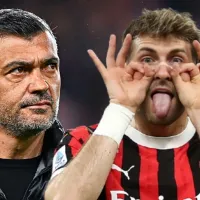 Sergio Conceiçao se rindió ante Santiago Giménez tras su doblete en el Milan vs Bologna