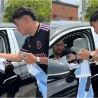 Messi recibe camiseta de Colo Colo de regalo en Miami