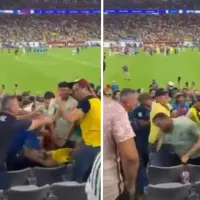 Brutal pelea entre aficionados deja a mexicano inconsciente en partido México-Ecuador  VIDEO