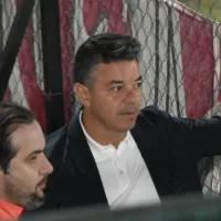 Gallardo, presente viendo el partido de la Reserva junto a un inesperado ex River