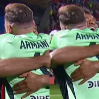 No se vio: el sentido abrazo entre risas que Armani le dio a Borja tras ser héroe en River vs. Unión