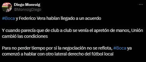 Boca quiere un lateral derecho.