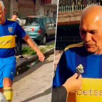 Con 70 años: un hincha de Boca aprendió a hacer jueguitos durante tres cuadras para homenajear a Maradona