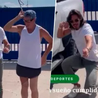 Enorme gesto: Cavani le enseñó a un hincha ciego cómo hacer el festejo de la flecha