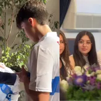 Presidente Boric comparte con un hincha de la UC en el desayuno de los puntajes nacionales