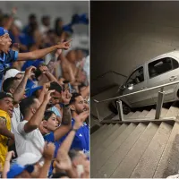 Insólito: hincha del Cruziero se equivoca de salida y termina con su auto en las escaleras