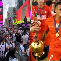 Hinchas chilenos arruinan banderazo argentino en Nueva York con foto de Alexis bicampeón