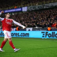 Gabriel Martinelli celebra Arsenal 100% na Champions League