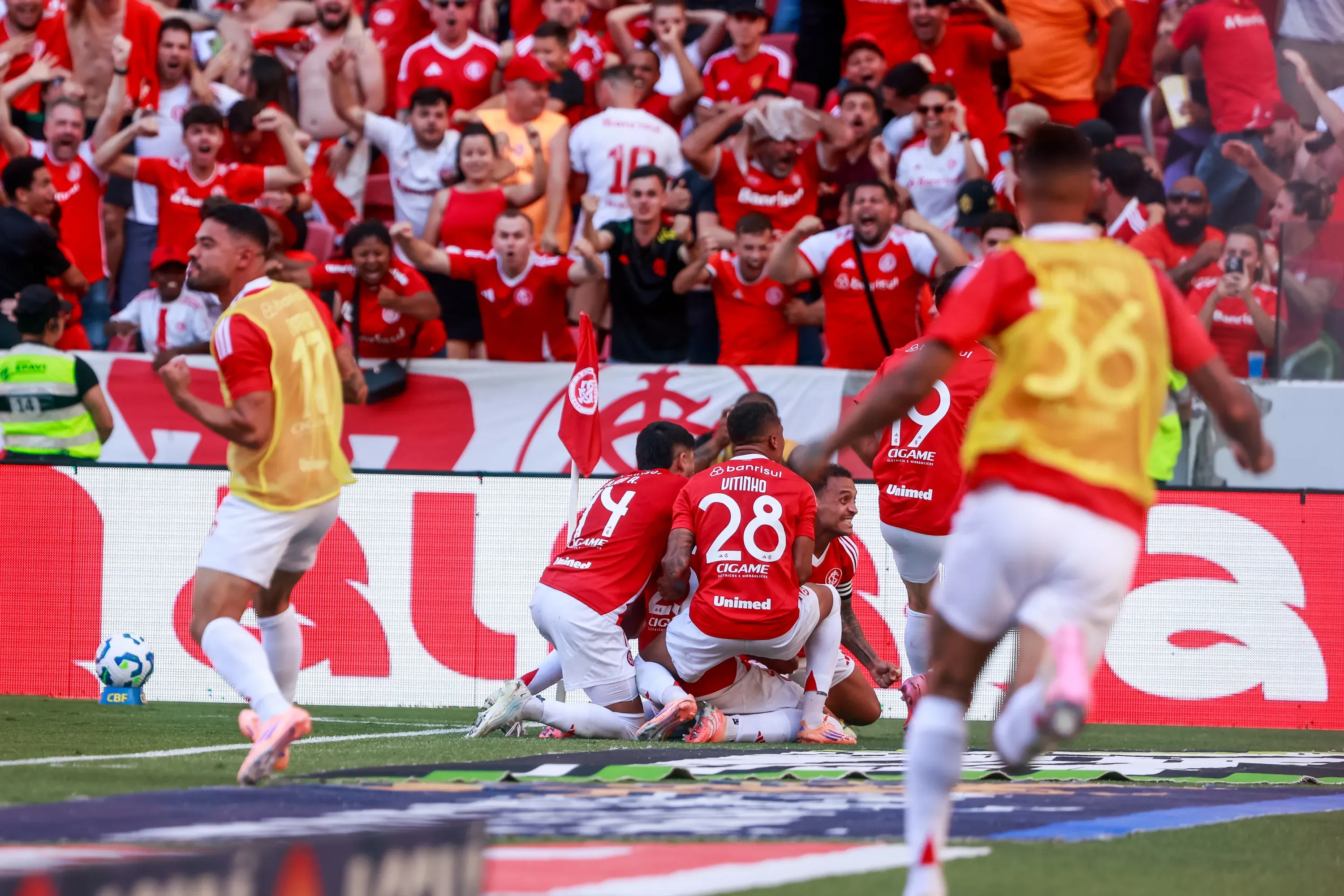 Mercado comemora o gol diante do RB Bragantino. Foto: Luiz Erbes/AGIF
