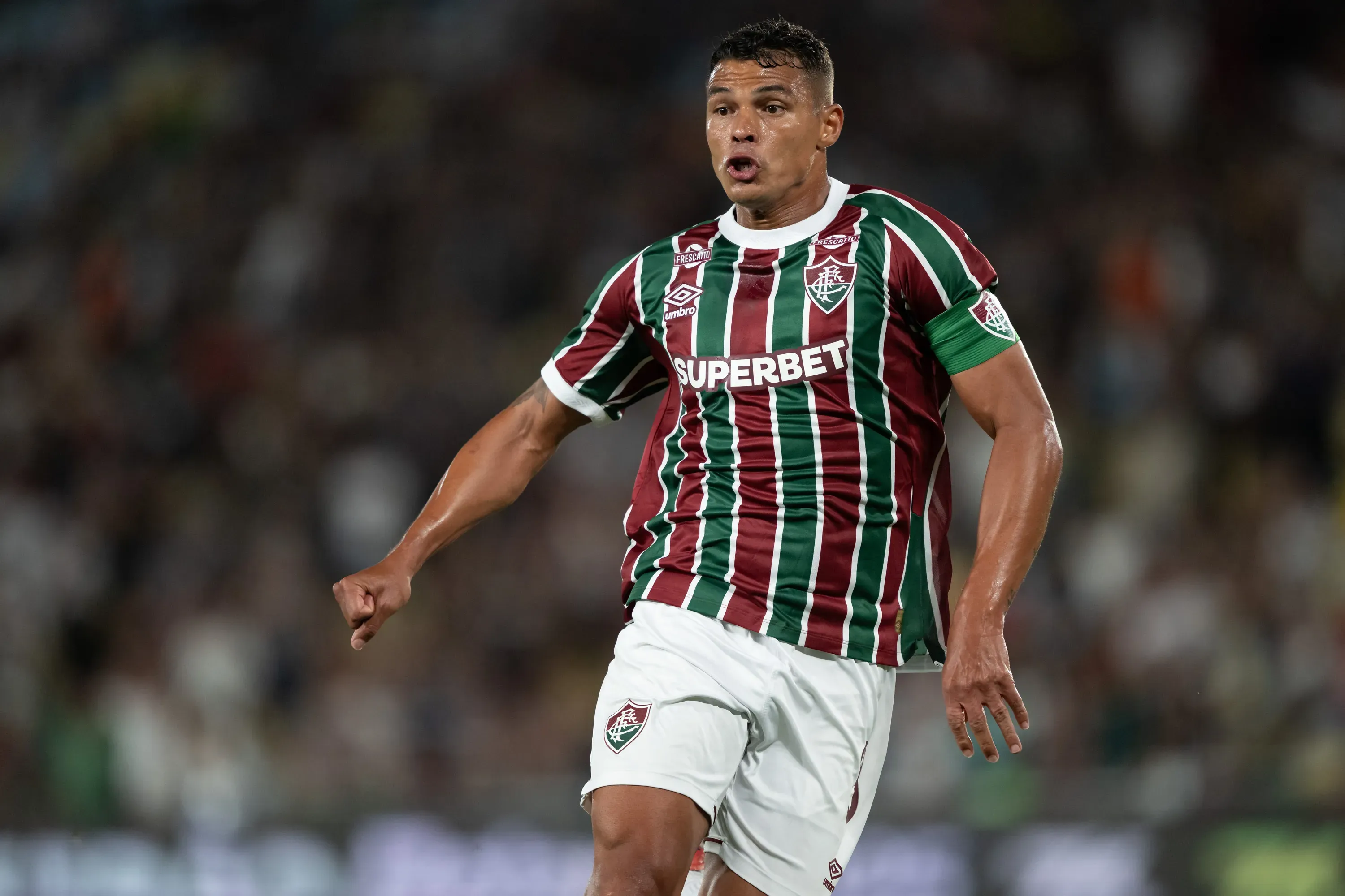 Thiago Silva durante partida pelo Fluminense. Foto: Jorge Rodrigues/AGIF