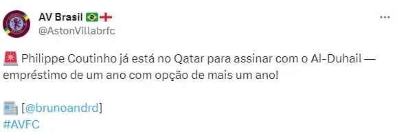 Phillipe Coutinho já está no Catar