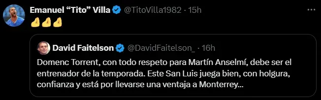 Faitelson eligió a Torrent por sobre Anselmi. (@DavidFaitelson_)