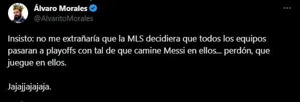 Pedido de Morales a MLS por Messi (Foto: X / @AlvaritoMorales)