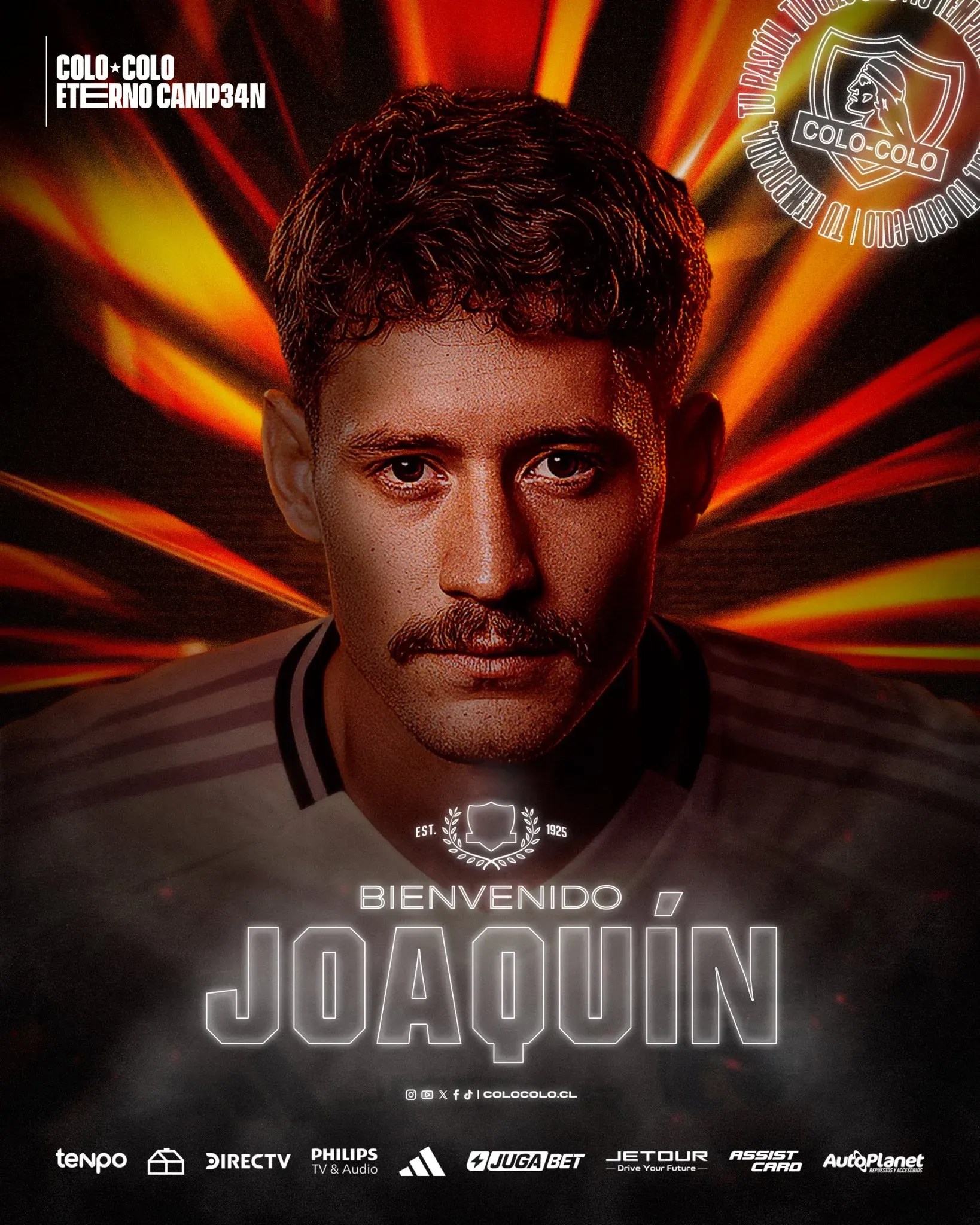 Joaquín Sosa es el segundo refuerzo del Cacique para 2026. Foto: Colo Colo.