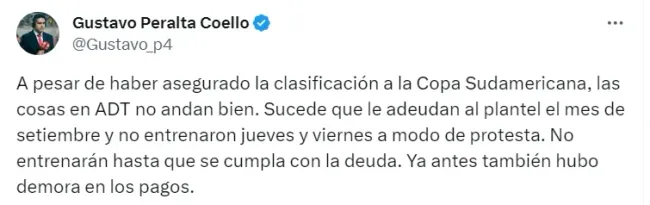 Alianza Lima tiene ventaja ante ADT de Tarma. | Créditos: Twitter Gustavo Peralta.