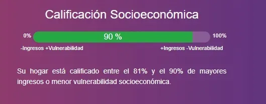 Así se ve la calificación económica en la web del Registro Social de Hogares | Foto: registrosocial.gob.cl