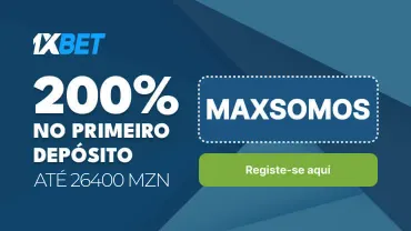 MAXSOMOS para 200% no primeiro depósito com o código promocional 1xBet