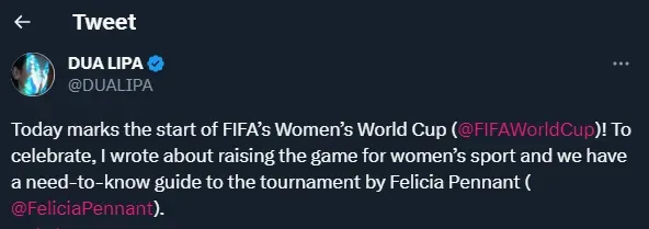 Dua Lipa’s tweet