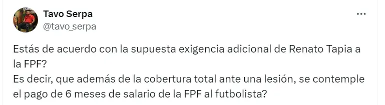 Captura de pantalla X de Tavo Serpa. (Foto: Captura de pantalla)