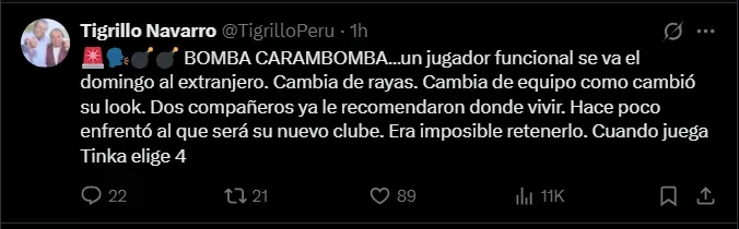 Fuente: @TigrilloPeru