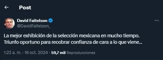 Mensaje de David Faitelson en sus redes sociales