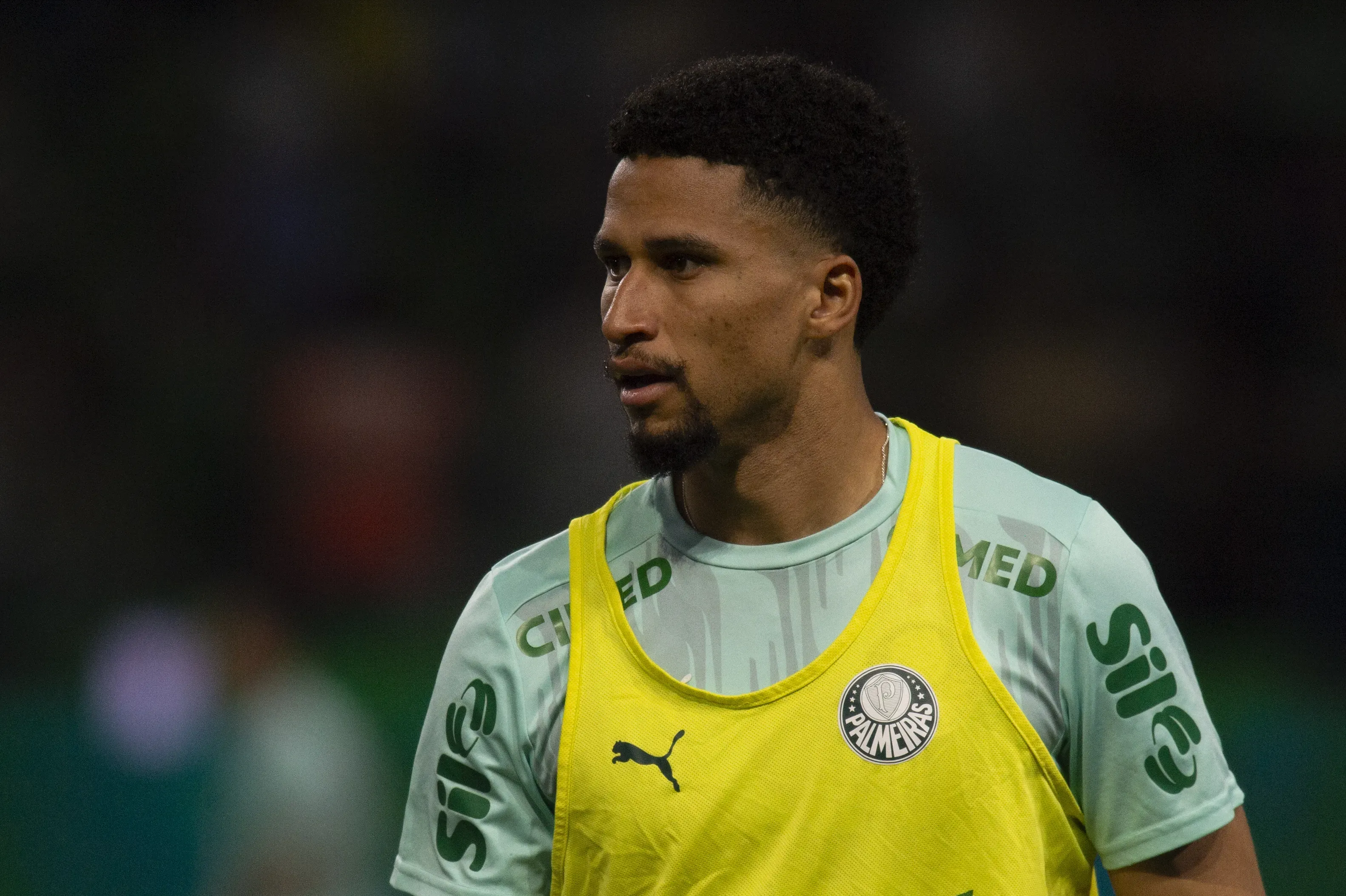Murilo jogador do Palmeiras durante aquecimento antes da partida contra o Santos. Foto: Anderson Romao/AGIF