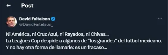 David Faitelson en su cuenta oficial de X.