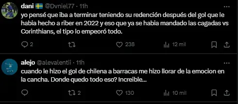 La reacción de los hinchas sobre Benedetto.