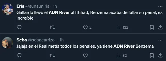 “ADN River” fue tendencia debido al penal errado de Benzema (Twitter).