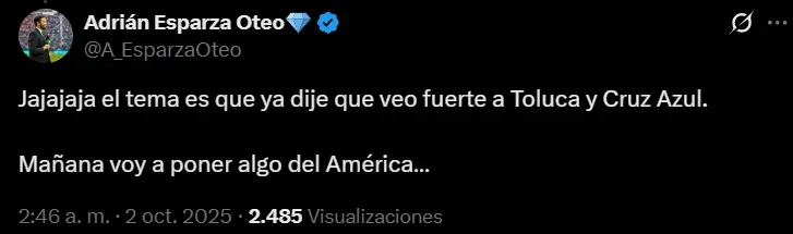Zamogilny acusó a Adrián Esparza de querer salar a Toluca. (@rusozamogilny)