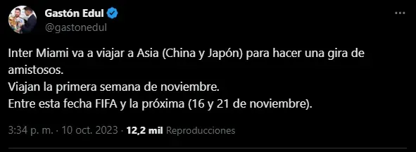 Plan de Inter Miami con Messi. (Foto: X / @gastonedul)