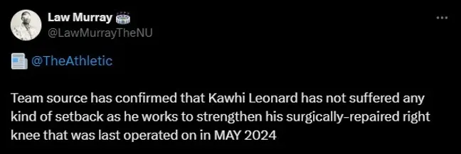 The Athletic's Law Murray's post on X (formerly Twitter).