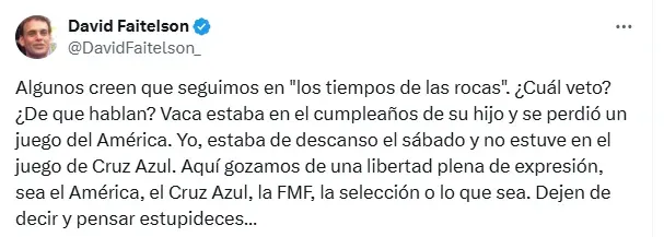 La respuesta de David Faitelson desmintiendo un “veto” de Cruz Azul.
