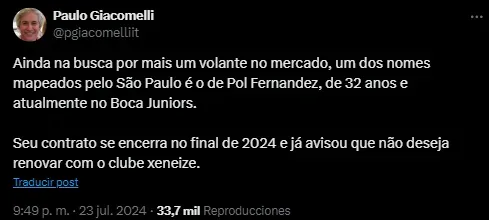 Desde Brasil hablan de Pol a San Pablo.