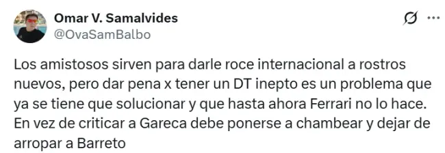 Ácida crítica contra Manuel Barreto. (Foto: X)