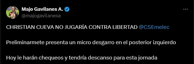 Fuente: @majogavilanesa