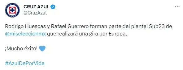 Rodrigo Huescas y Rafael Guerrero convocados a la Selección Mexicana Sub23 (Twitter)