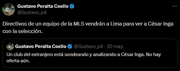 Vienen a ver a César Inga desde la MLS (Foto: X).