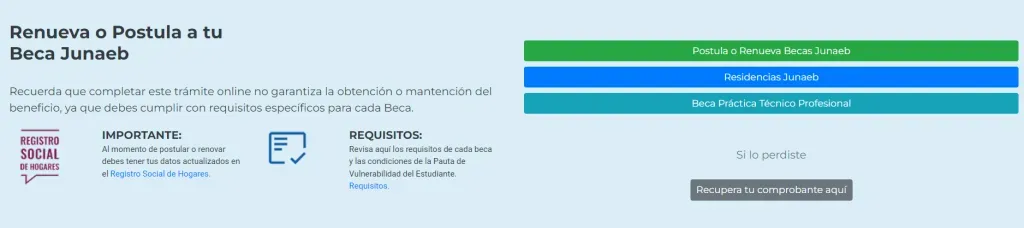 Portal de postulación a las Becas Junaeb