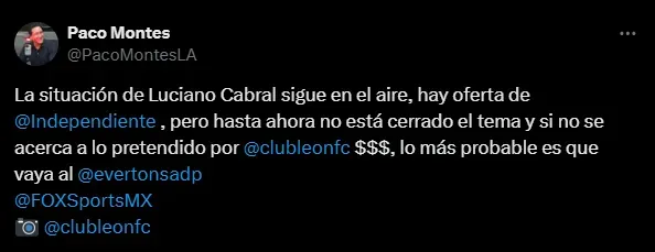 Luciano Cabral no tiene acuerdo con Independiente.