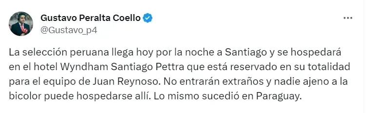 Perú vs Chile: Gustavo Peralta dando información sobre el plan de Juan Reynoso. | Créditos: Captura Twitter Gustavo Peralta.