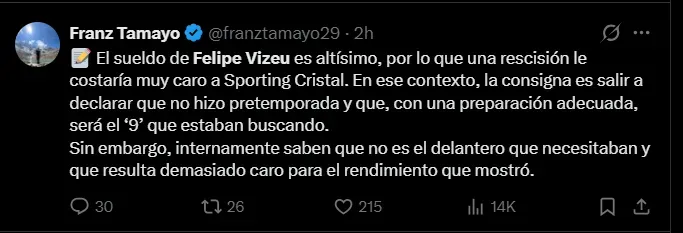 Fuente: @franztamayo29