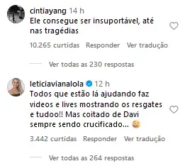 Foto: Instagram/Cintia Yang e Instagram/Leticia Vianalola