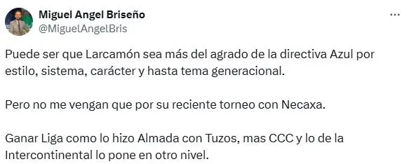 Miguel Ángel Briseño eligió a Guillermo Almada como el entrenador ideal para Cruz Azul